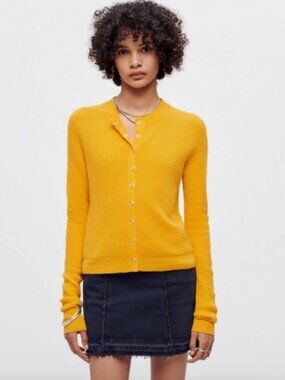 RE/DONE Waffle Henley Sweater — Marigold